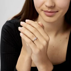 Discount Histoire d'Or Bague Solitaire Sade Argent Blanc Oxyde De Zirconium