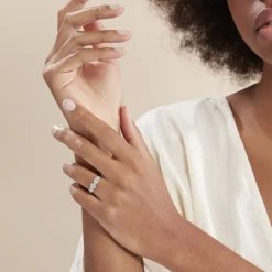 New Histoire d'Or Bague Solitaire Sarah Or Blanc Oxyde De Zirconium