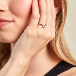 Hot Histoire d'Or Bague Solitaire Stella Argent Blanc Oxyde De Zirconium