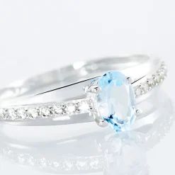 Histoire d'Or Bague Solitaire Tahyss Or Blanc Topaze Et Oxyde De Zirconium* Bagues|Bagues Avec Pierre