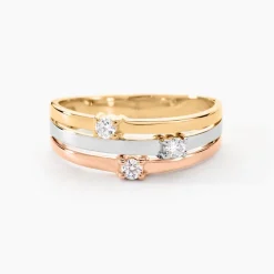 Histoire d'Or Bague Superposition Or Tricolore Diamant* Bagues|Bagues Avec Pierre