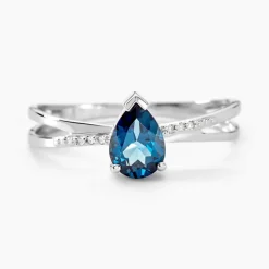 New Histoire d'Or Bague Teresa Or Blanc Topaze Et Diamant