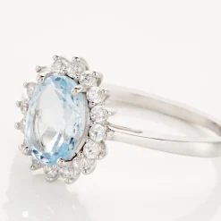 Clearance Histoire d'Or Bague Trick Or Blanc Topaze Et Oxyde or blanc topaze bleu sky