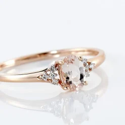 Histoire d'Or Bague Urbaine Or Rose Morganite Et Oxyde De Zirconium* Bagues|Bagues Avec Pierre