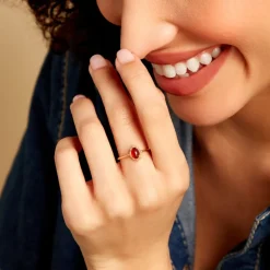 Histoire d'Or Bague Vintage Love Plaqué Or Jaune Agate plaqué or jaune agate rouge