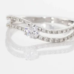 Histoire d'Or Bague Vrille Double Or Blanc Oxyde De Zirconium* Bagues|Bagues Avec Pierre