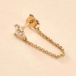 Histoire d'Or Bijou D'oreille Unitaire Astrid Plaqué Or Jaune Oxyde De Zirconium* Boucles D'Oreilles|Piercings D'Oreilles