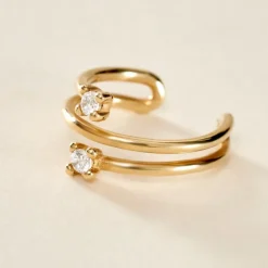 Histoire d'Or Bijou D'oreille Unitaire Eclat D'etoile Or Jaune Oxyde De Zirconium* Boucles D'Oreilles|Piercings D'Oreilles