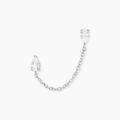 Histoire d'Or Bijou D'oreille Unitaire Kirstie Argent Blanc Oxyde De Zirconium* Boucles D'Oreilles|Piercings D'Oreilles