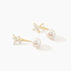 Histoire d'Or Bijoux D'oreilles Norah Or Jaune Perle De Culture Et Oxyde* Boucles D'Oreilles|Ear Cuffs