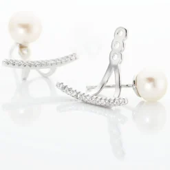 Discount Histoire d'Or Bijoux D'oreilles Sylviane Argent Blanc Perle De Culture Et Oxyde