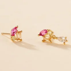 Histoire d'Or Boucle D'oreille Dépareillée Clematis Plaqué Or Jaune Spinelle Oxyde* Boucles D'Oreilles|Boucles D'Oreilles Fantaisie