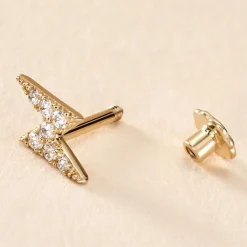 Histoire d'Or Boucle D'oreille Puce Unitaire Jusa Or Jaune Oxyde De Zirconium* Boucles D'Oreilles|Piercings D'Oreilles