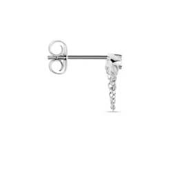 New Histoire d'Or Boucle D'oreille Puce Unitaire Duane Argent Blanc Oxyde De Zirconium