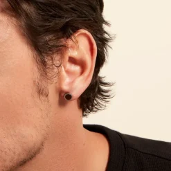 Histoire d'Or Boucle D'oreille Puce Unitaire Acier Blanc Maarten Oeilo De Tigre