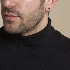 Hot Histoire d'Or Boucle D'oreille Puce Unitaire Paco Argent Blanc Oxyde De Zirconium argent blanc oxyde noir