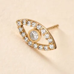 Discount Histoire d'Or Boucles D'oreille Puce Unitaire Oya Or Jaune Oxyde De Zirconium