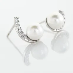 New Histoire d'Or Boucles D'oreilles Angel Or Blanc Perle De Culture Oxyde Oxyde