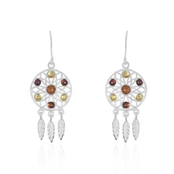 Histoire d'Or Boucles D'oreilles Argent Blanc Lorena Ambre