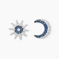 Histoire d'Or Boucles D'oreilles Dépareillées Bekhta Or Blanc Oxyde De Zirconium* Boucles D'Oreilles