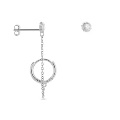 Sale Histoire d'Or Boucles D'oreilles Dépareillées Macha Argent Blanc Oxyde De Zirconium