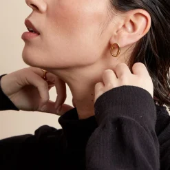 Discount Histoire d'Or Boucles D'oreilles Gold Aura Acier Jaune