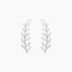 Online Histoire d'Or Boucles D'oreilles Grimpantes Sakira Argent Blanc Oxyde De Zirconium