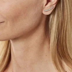 New Histoire d'Or Boucles D'oreilles Grimpantes Argent Blanc Solvic Oxydes De Zirconium