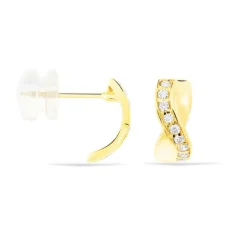 Clearance Histoire d'Or Boucles D'oreilles Izefia Rondes Or Jaune Oxyde De Zirconium