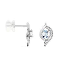 Histoire d'Or Boucles D'oreilles Lydia Or Blanc Topaze Oxyde or blanc topaze bleue