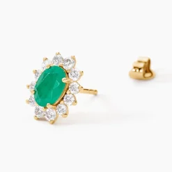 New Histoire d'Or Boucles D'oreilles Diamants or jaune emeraude