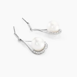 Discount Histoire d'Or Boucles D'oreilles Patricia Or Blanc Perle De Culture Oxyde