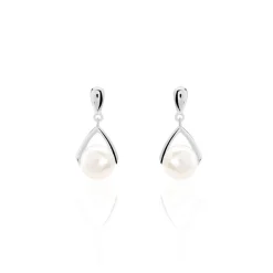 Discount Histoire d'Or Boucles D'oreilles Pendantes Adelina Argent Blanc Perle De Culture