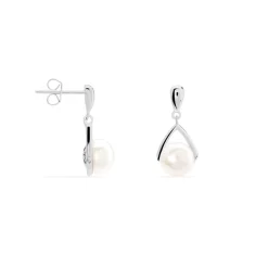 Discount Histoire d'Or Boucles D'oreilles Pendantes Adelina Argent Blanc Perle De Culture