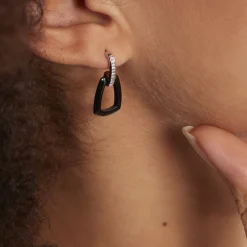 Histoire d'Or Boucles D'oreilles Pendantes Ezra Argent Blanc Céramique Et Oxyde* Boucles D'Oreilles|Boucles D'Oreilles Fantaisie