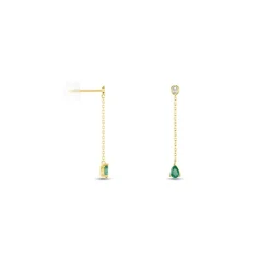 Histoire d'Or Boucles D'oreilles Pendantes Gracilia Or Jaune Emeraude Diamant* Boucles D'Oreilles|Boucles D'Oreilles Pendantes