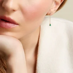 Histoire d'Or Boucles D'oreilles Pendantes Gracilia Or Jaune Emeraude Diamant* Boucles D'Oreilles|Boucles D'Oreilles Pendantes