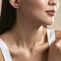 Histoire d'Or Boucles D'oreilles Pendantes Chiarina Argent Blanc