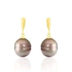 Histoire d'Or Boucles D'oreilles Pendantes Semi-baroque Or Jaune Perle De Tahiti* Boucles D'Oreilles|Boucles D'Oreilles Pendantes