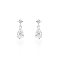 Best Histoire d'Or Boucles D'oreilles Pendantes Jordaine Or Blanc Oxydes