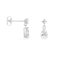 Best Histoire d'Or Boucles D'oreilles Pendantes Jordaine Or Blanc Oxydes