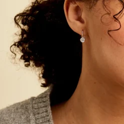 New Histoire d'Or Boucles D'oreilles Pendantes Or Blanc Aedhan Oxydes