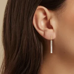 Best Histoire d'Or Boucles D'oreilles Pendantes Halcyone Or Jaune Nacre or jaune nacre blanche