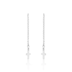 Outlet Histoire d'Or Boucles D'oreilles Pendantes Gaiana Argent Blanc