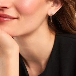 Online Histoire d'Or Boucles D'oreilles Pendantes Beauté Bleutée Or Jaune Topaze Et Oxyde