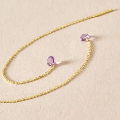 Hot Histoire d'Or Boucles D'oreilles Pendantes Les Audacieuses Or Jaune Améthyste or jaune améthyste violet