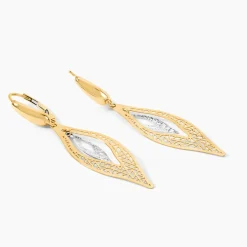 Histoire d'Or Boucles D'Oreilles Pendantes Gerontius Or Bicolore