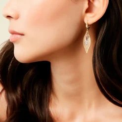 Histoire d'Or Boucles D'Oreilles Pendantes Gerontius Or Bicolore