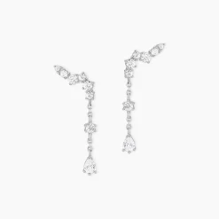 Clearance Histoire d'Or Boucles D'oreilles Pendantes Lir Argent Blanc Oxyde De Zirconium