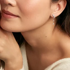 Clearance Histoire d'Or Boucles D'oreilles Pendantes Lir Argent Blanc Oxyde De Zirconium